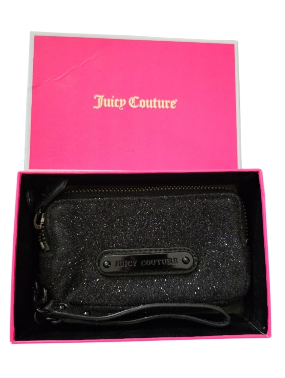 Y2K Juicy Couture Black Stardust Wristlet With Original Box - Picture 3 of 11